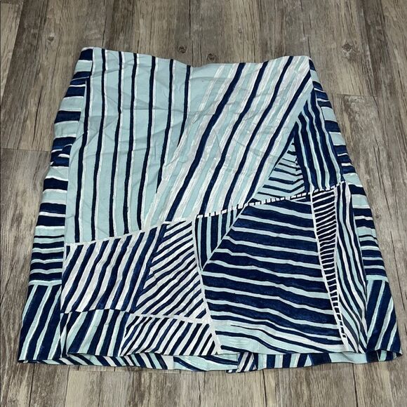NIC+ZOE Geometric Blue and White Mini Skirt - Picture 1 of 2